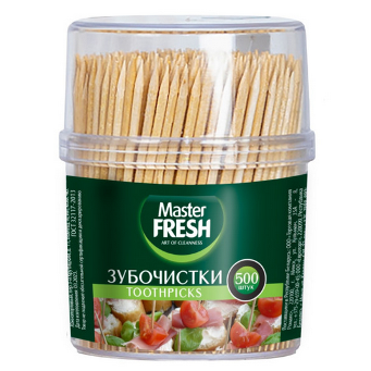  Зубочистки 500шт пласт.банка Master Fresh