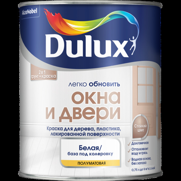  Краска для окон и дверей полуматовая BW 0,75л Dulux