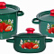 Набор кастрюль эмалир 3 пред Клубника садовая 30 N30Z59 зел рябчик