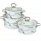 Набор кастрюль эмалир 1,9+2,5+3,7л Белый мрамор