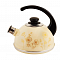 Чайник эмалированный 2,5л конс ручка слон кость/зол.космея Т04/25/04/42